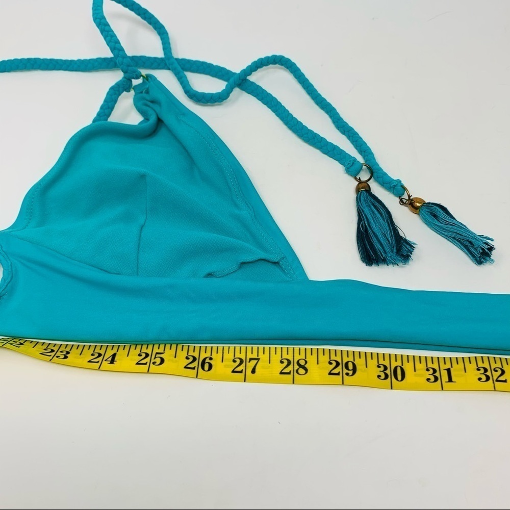 Bohemian Teal Turquoise Floral Embroidered Two Piece Bikini Swim Suit Size Small - Picture 9 of 16